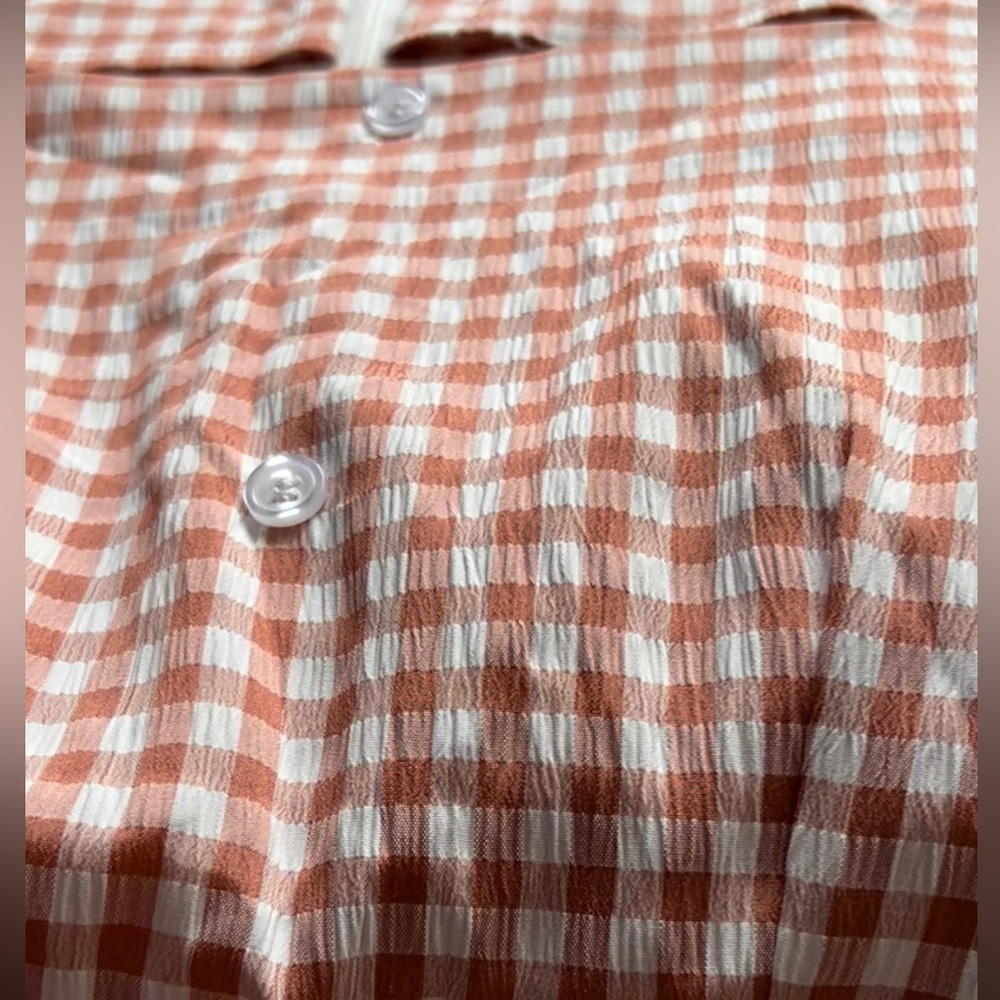 Gingham print puff sleeves dress - Picture 4 of 4